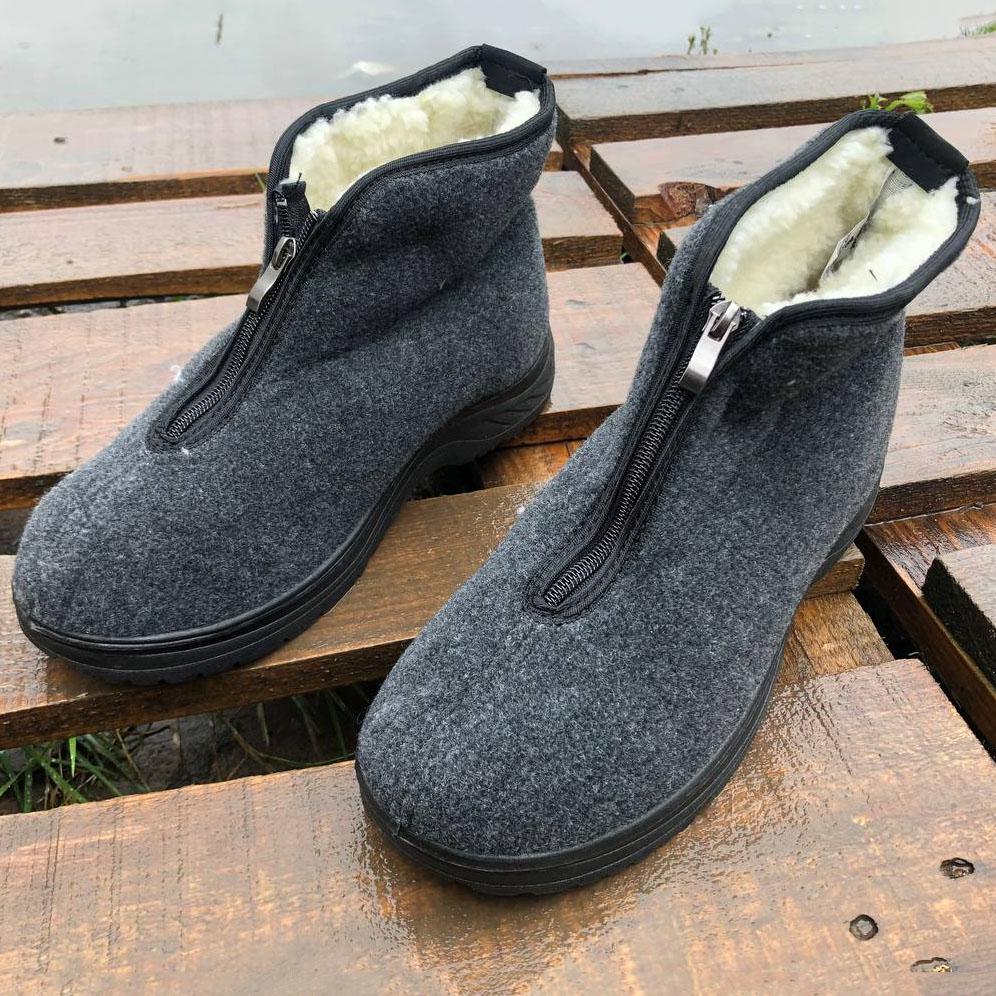 Ботинки мужские утепленные на застежке р.41 Серый - фото 18