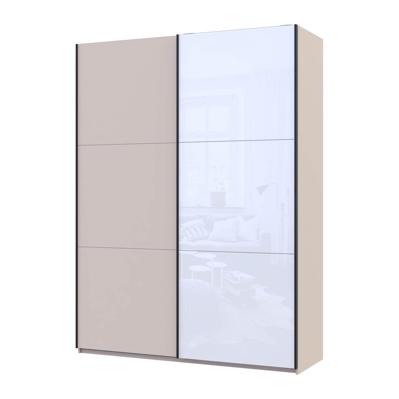 Шкаф-купе Doros G-Caiser 1 ДСП/1 стекло 3 части 180х60х240 см Кашемир/Белый (42005322)
