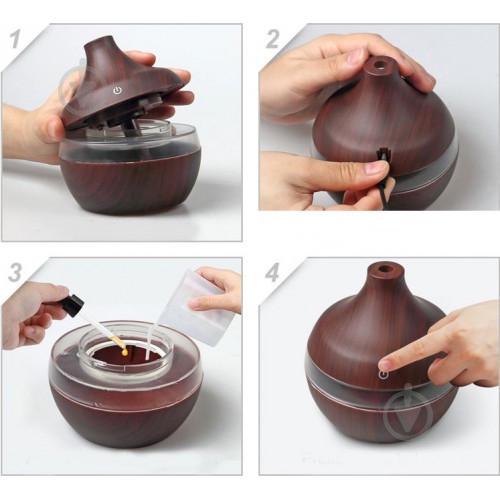 Ультразвуковий зволожувач повітря UKC KPY-25S 200 мл темне дерево - фото 2