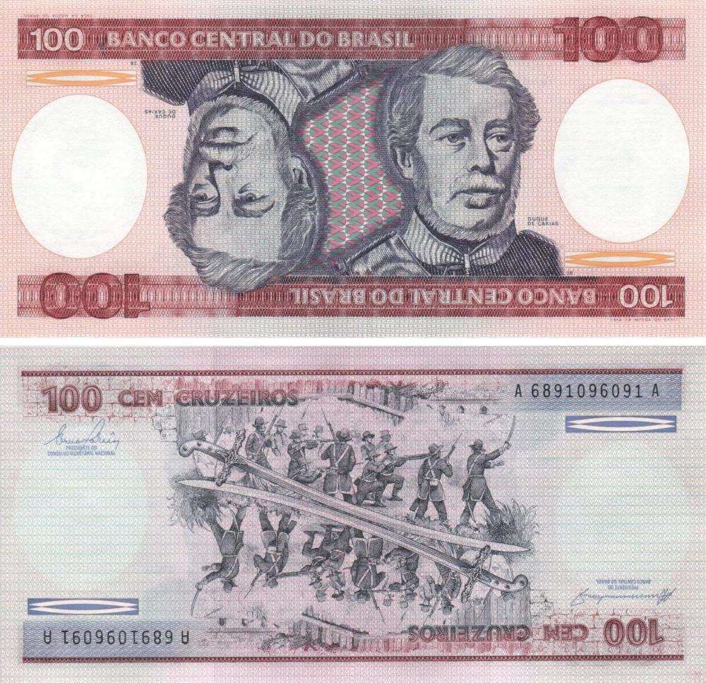 Коллекционная банкнота Бразилия 100 крузейро 1981-1984 UNC (Б09012)