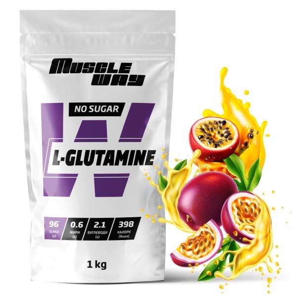 Аминокислота MuscleWay L-Glutamine Маракуйя для мышечной ткани на 200 порций 1 кг (21-125-glu-mw-rs1.7)