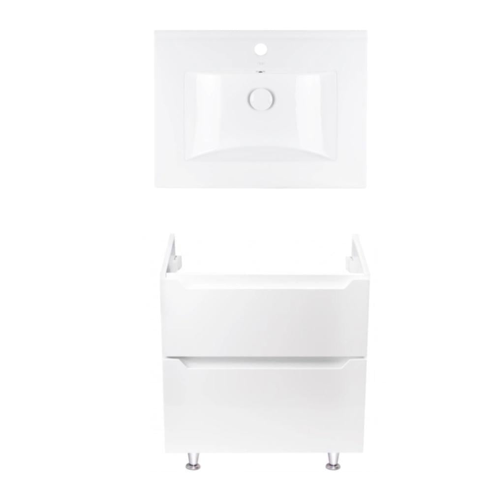 Комплект Qtap подвесная тумбочка Scorpio 600х825х460 мм и врезная раковина Albatross White (FRRS00050075)