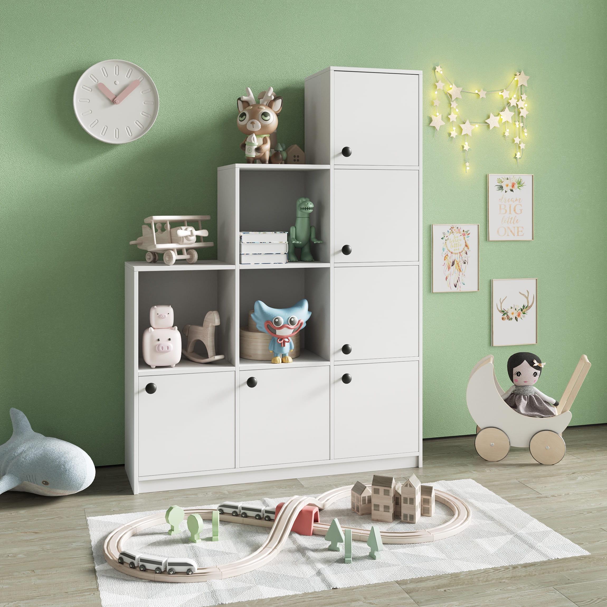 Шкаф для книг на 9 ячеек с дверцами Белый (380833)