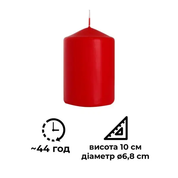 Свеча столовая цилиндрическая Bispol Красный (62-68-sw70/100-030) - фото 2