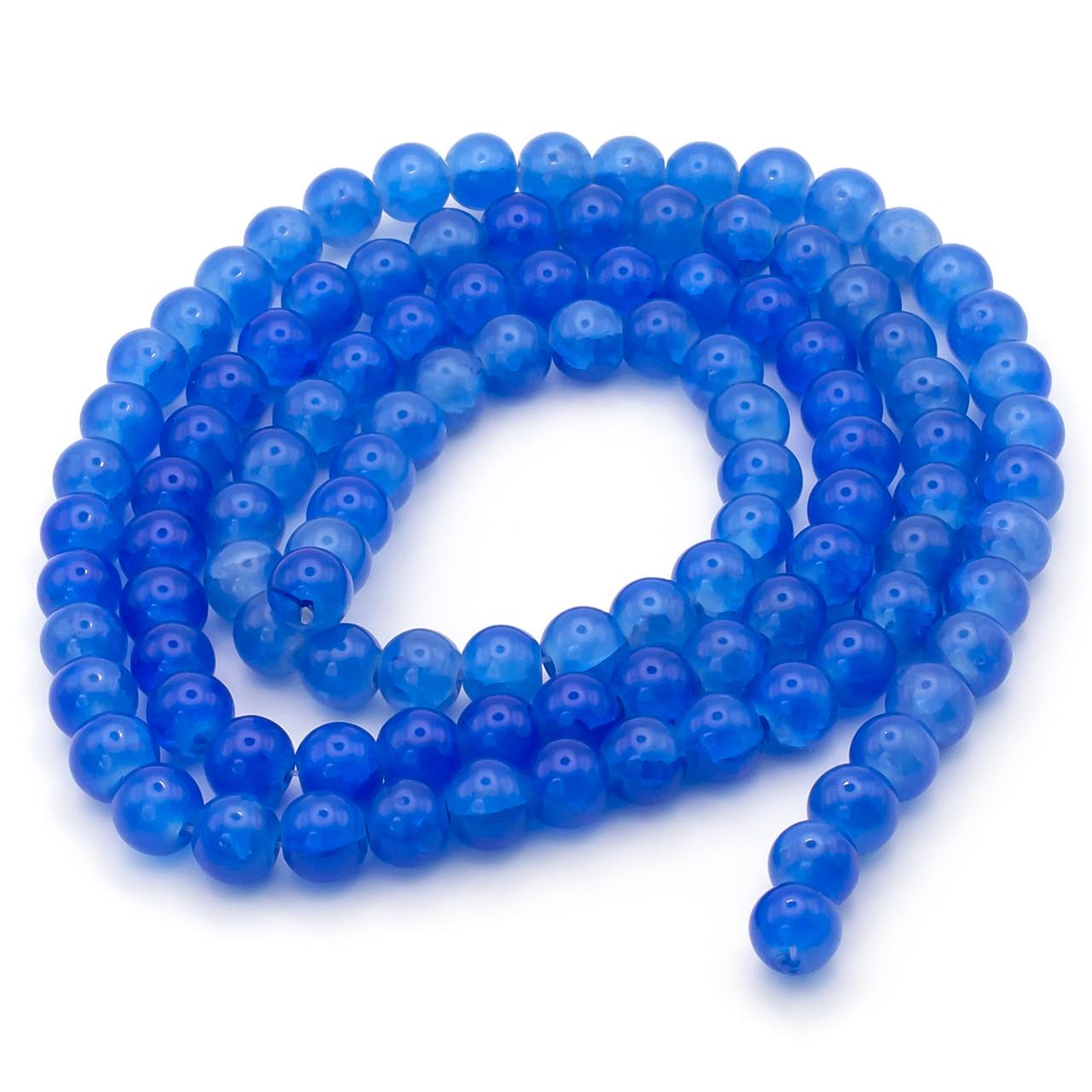 Бусины Битое стекло кракелюр 8 мм 80 см 105 шт. Синий (БЖ0008б14)