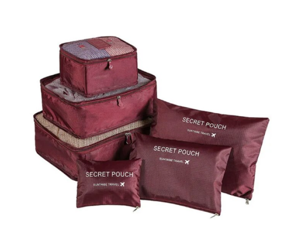 Комплект дорожных органайзеров 6 шт. Бордовый (1064)