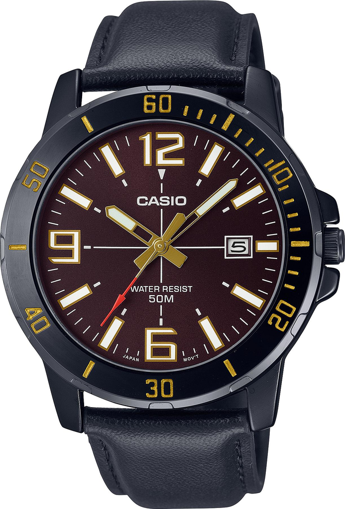 Мужские наручные часы Casio Timeless Collection MTP-VD01BL-5B со стальным корпусом Коричневый (3150758109)