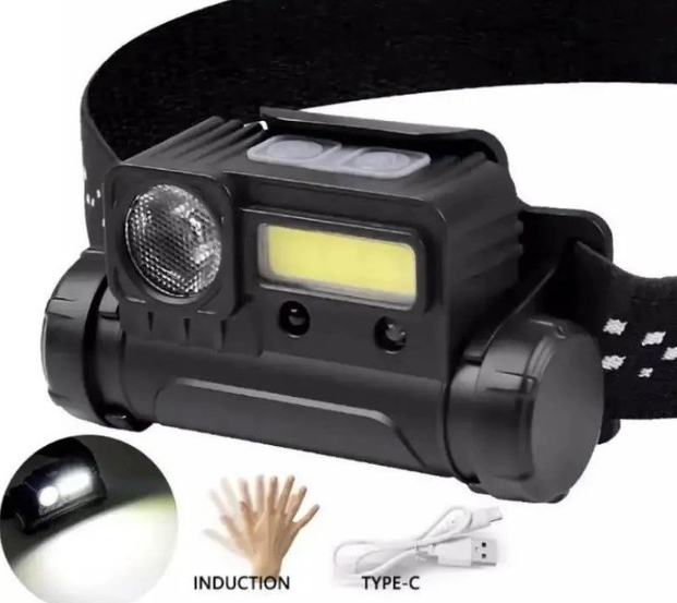 Фонарь налобный Bailong BL 123 XPE + COB USB с датчиком движения - фото 3