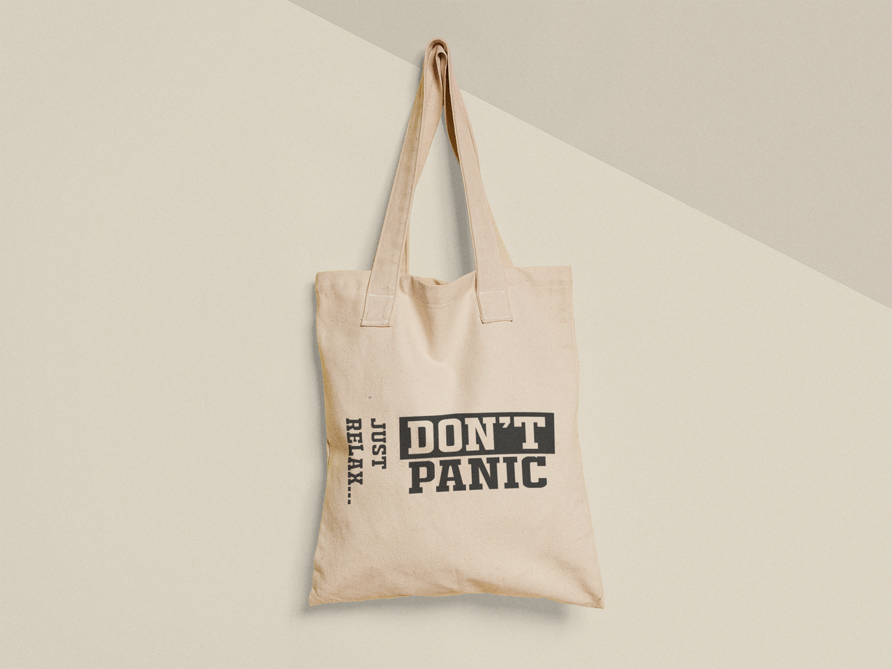 Эко-сумка с принтом "Don`t Panic" 38х40 см Бежевый (ПН473-Т)