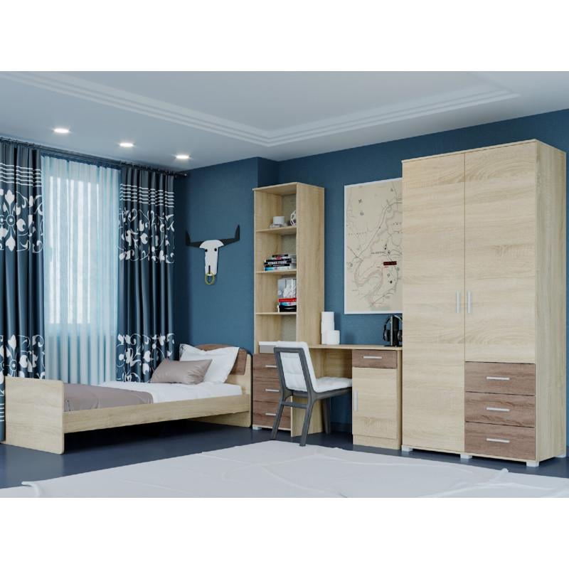 Спальня детская Еверест Бриз комплект 9 модульная 4 элемента 345,20х193,20х210 см Сонома/Трюфель (26429141)