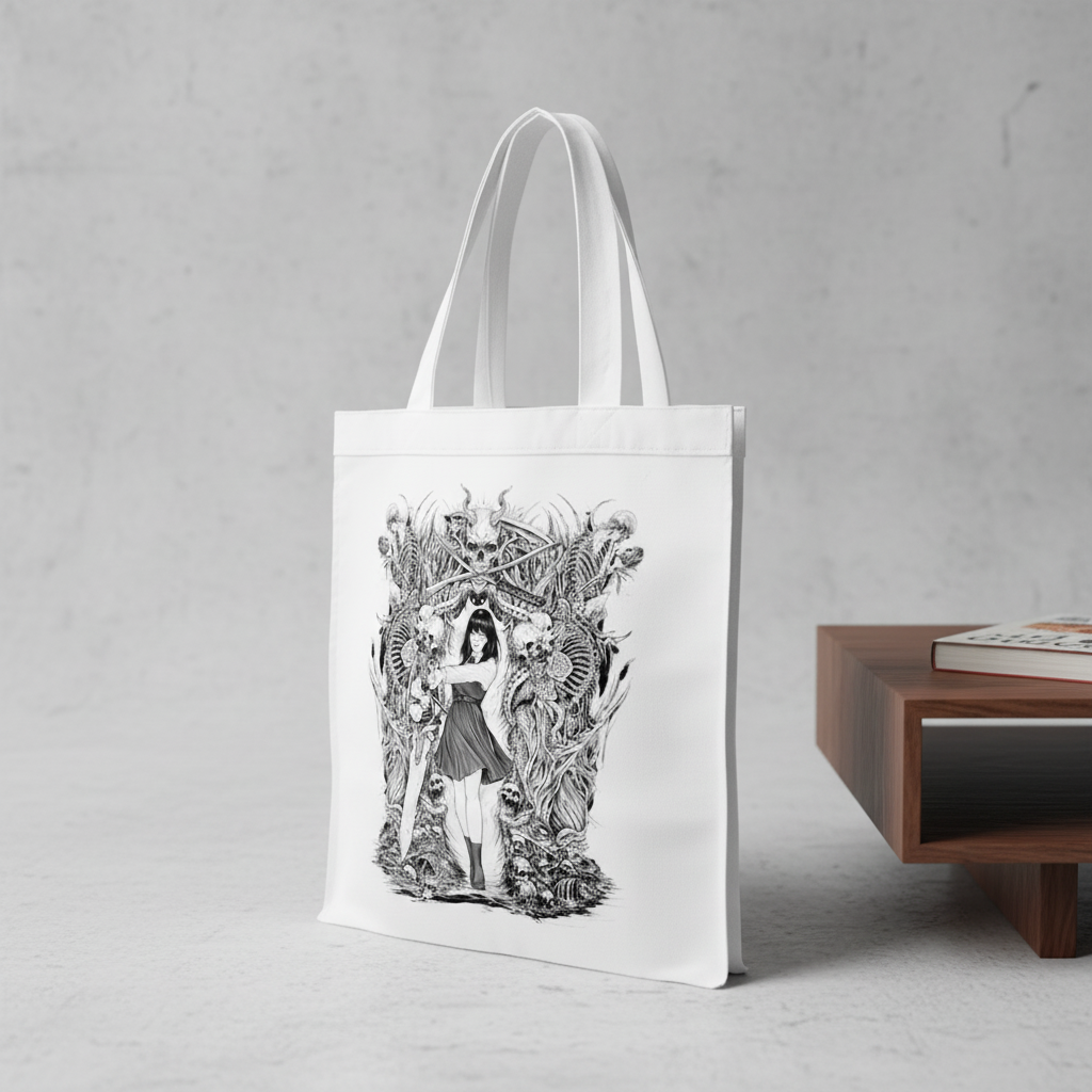 Сумка-шопер Chainsaw Man Йору из льна Белый (6805)