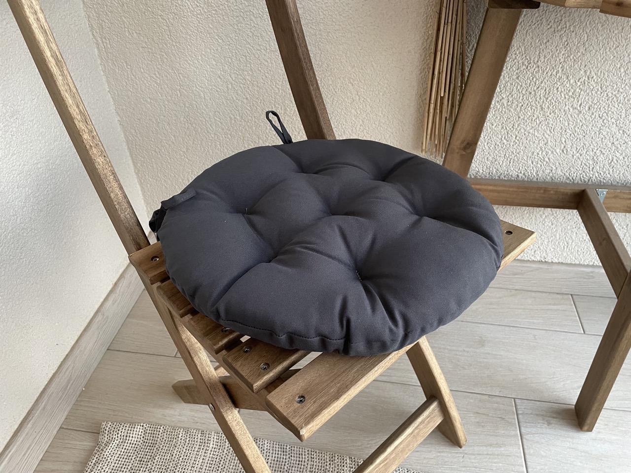 Подушка на стул с завязками круглая Color 40х40х5 см Серый - фото 1 Подушка на стул с завязками круглая Color 40х40х5 см Серый - фото 1