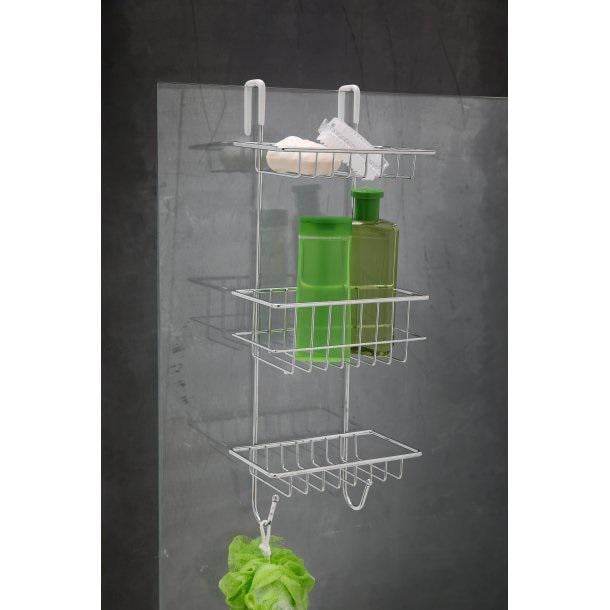 Полиця Axentia триярусна з двома гачками на душову кабіну 22х17х57 см (128421) - фото 2 Полиця Axentia триярусна з двома гачками на душову кабіну 22х17х57 см (128421) - фото 2