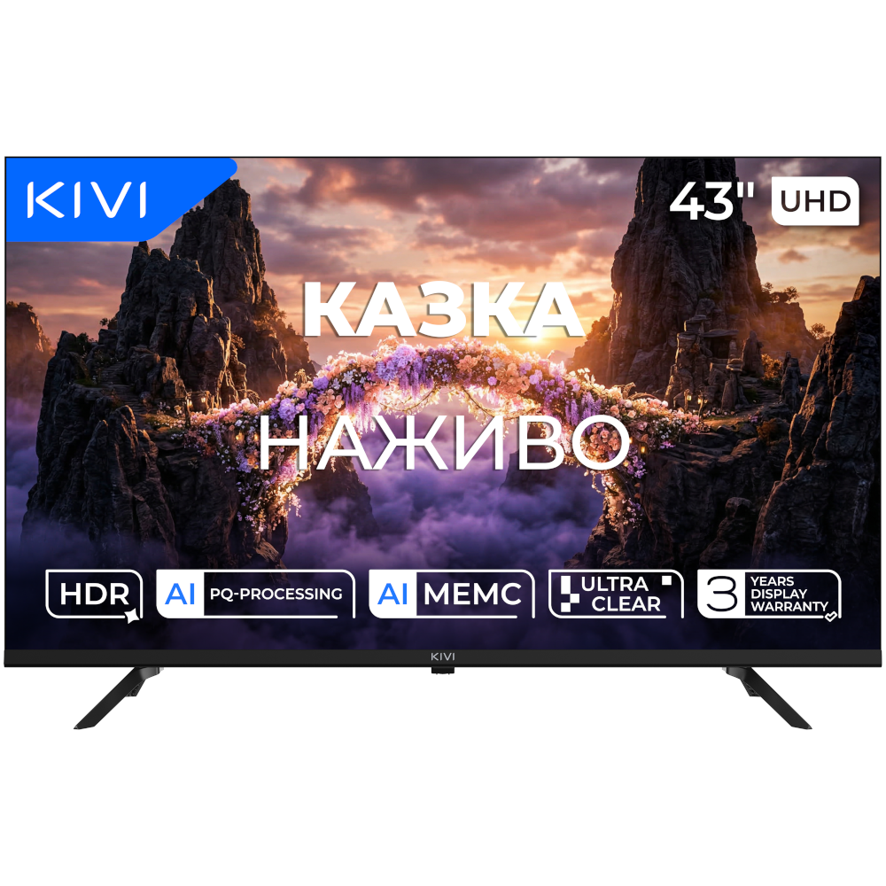 Телевизор Kivi 43U800KB 43" LCD LED 4K UHD Google TV LAN Wi-Fi Black