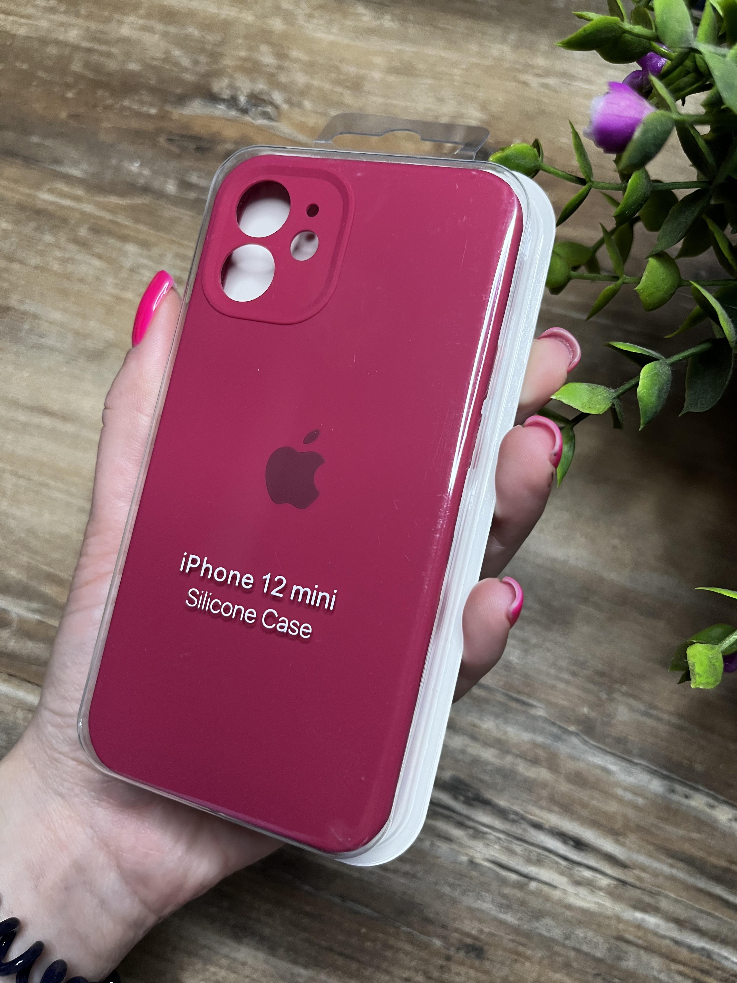 Чехол накладка на iPhone (Айфон) 12 Mini квадратные борта silicone case full camera Apple