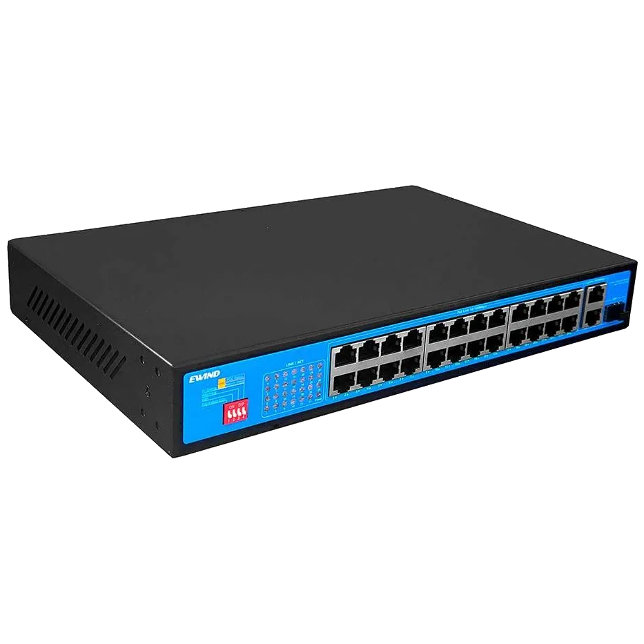 Коммутатор неуправляемый сетевой PoE Ewind EW-S1927CF-AP 27 портов для больших сетей Черный (634013)