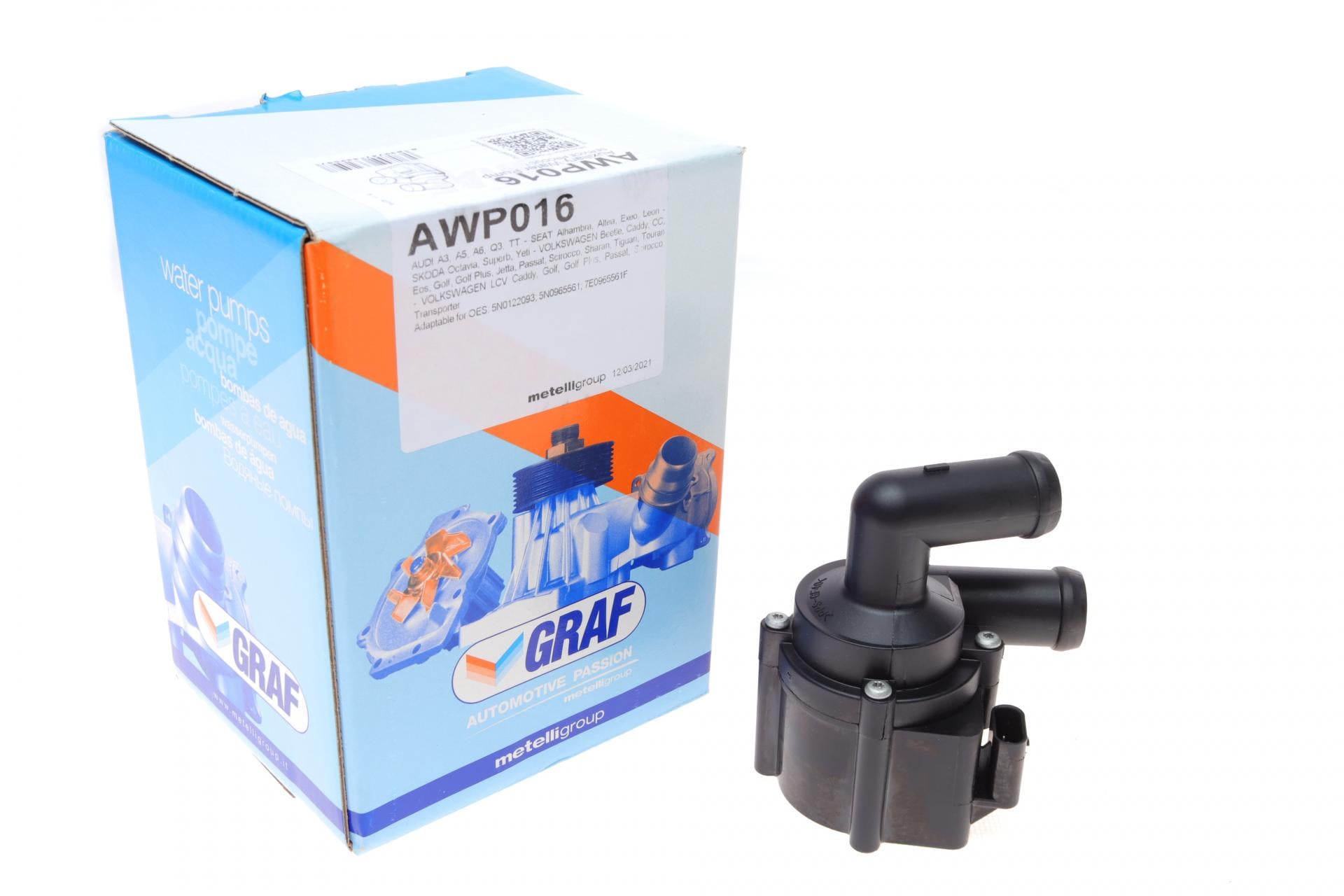 Насос системи охолодження додатковий Graf Audi A3/A5/A6/Q3/Skoda Octavia/SuperB/Yeti 08-/VW T6 (15-AWP016)