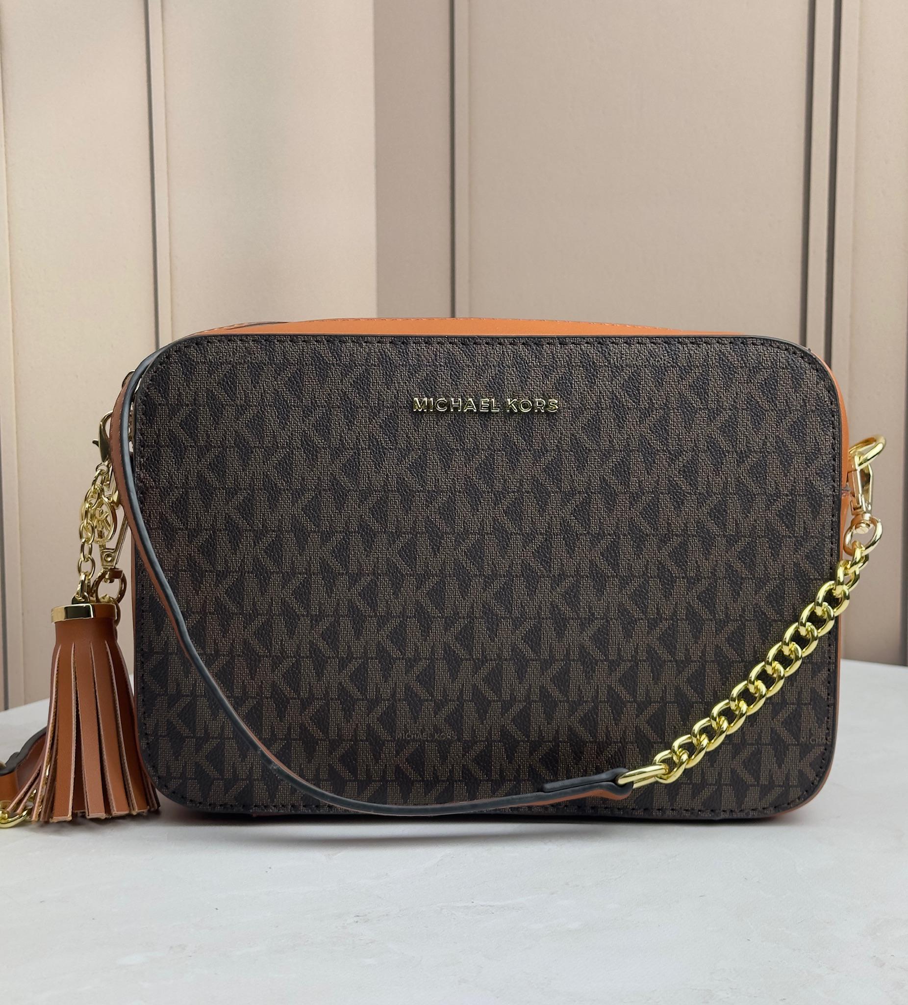 Сумка женская через плечо Michael Kors Jet Set Crossbody с монограммой Коричневый Сумка женская через плечо Michael Kors Jet Set Crossbody с монограммой Коричневый