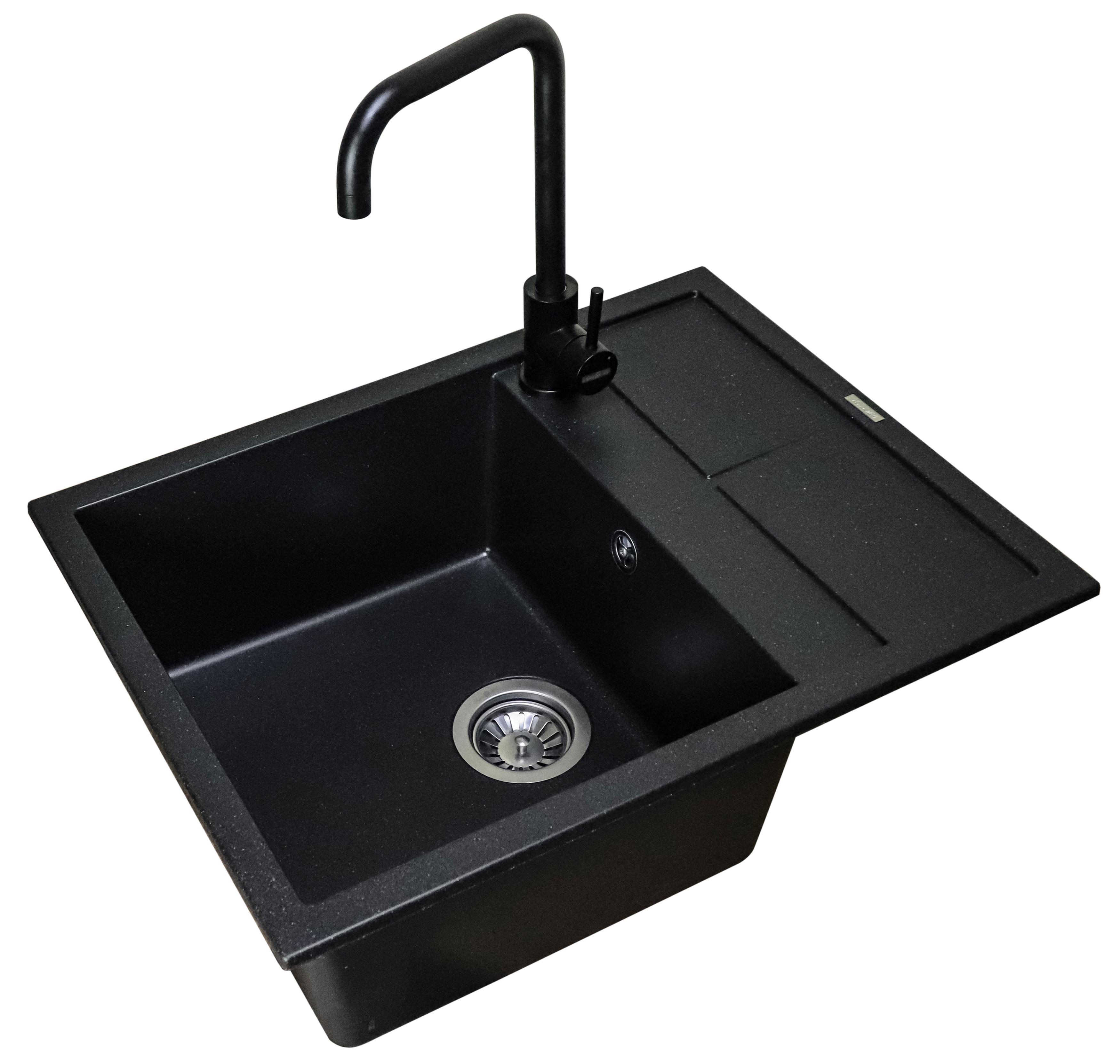 Мойка для кухни AquaMill Helena гранитная + смеситель Черный (8708647)