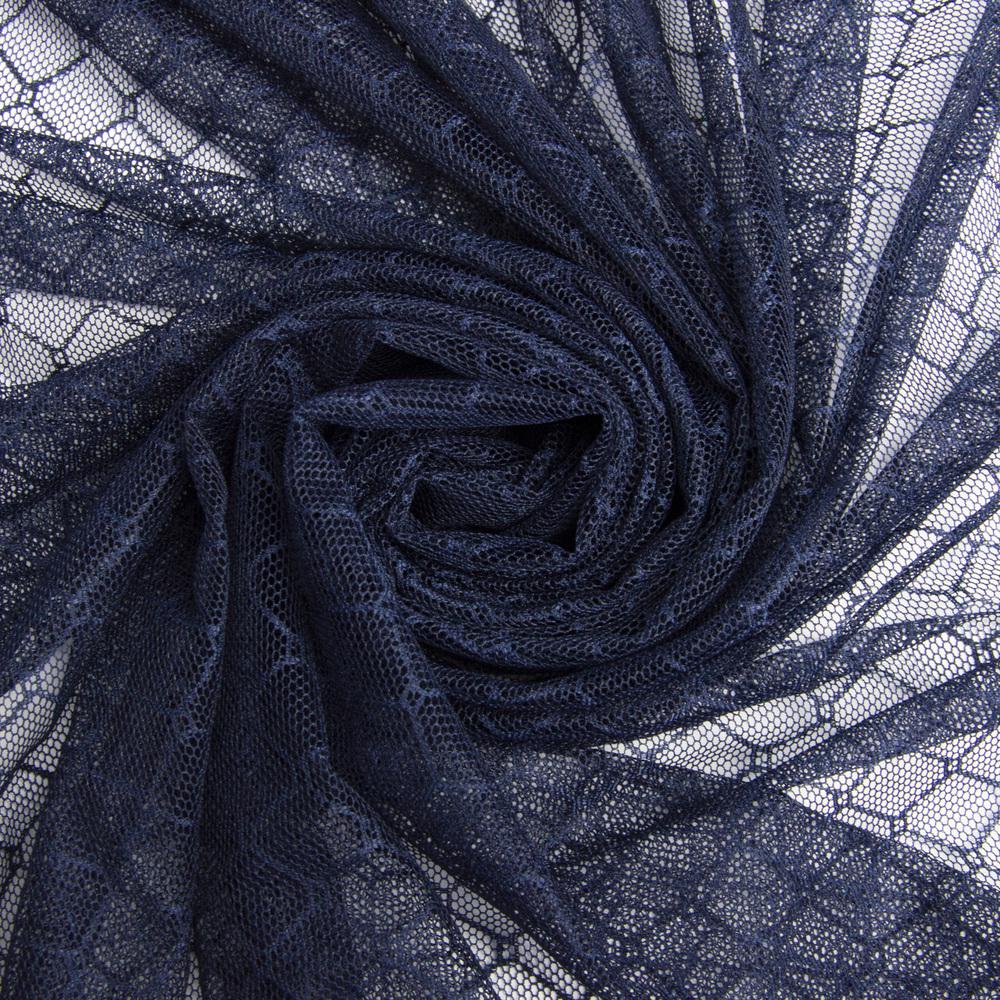 Ткань сетка стрейч V-4/4 ромб Темно-синий (24372)