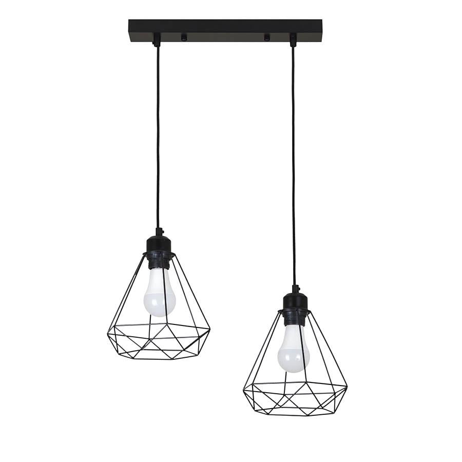 Светильник подвесной металлический со стеклянными плафонами с цоколем Levistella 7522019F-2 BK+BK 350 Е27 Черный (106-16-LVS4891)