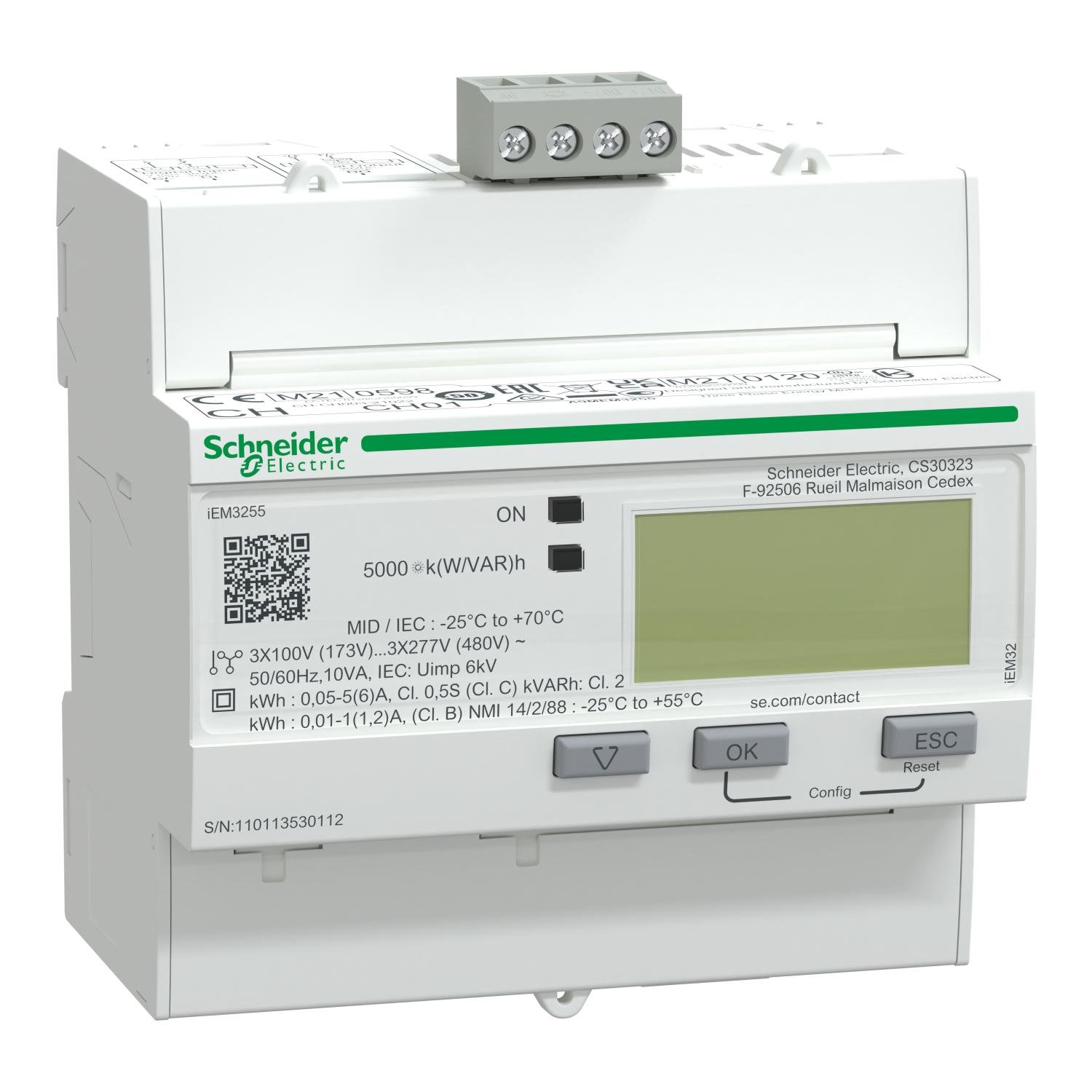 Счетчик электронный трехфазный Schneider Electric iEM3000 5A класс 0,5S RS485 Modbus (A9MEM3255)