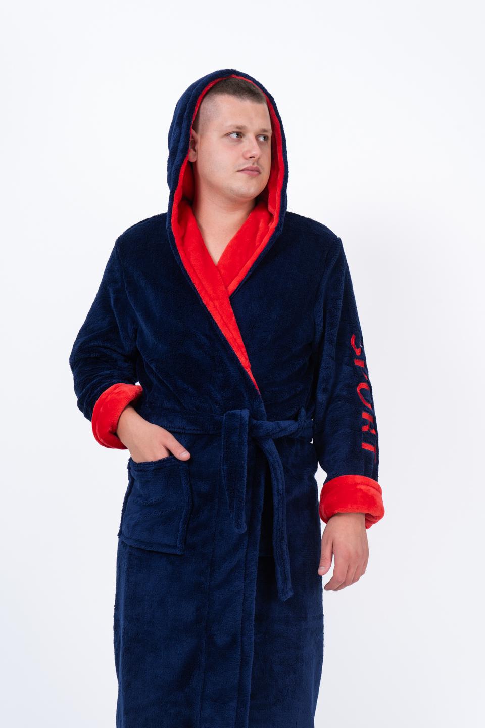 Халат чоловічий UT Store HTM01 S Темно-синій з червоним - фото 3
