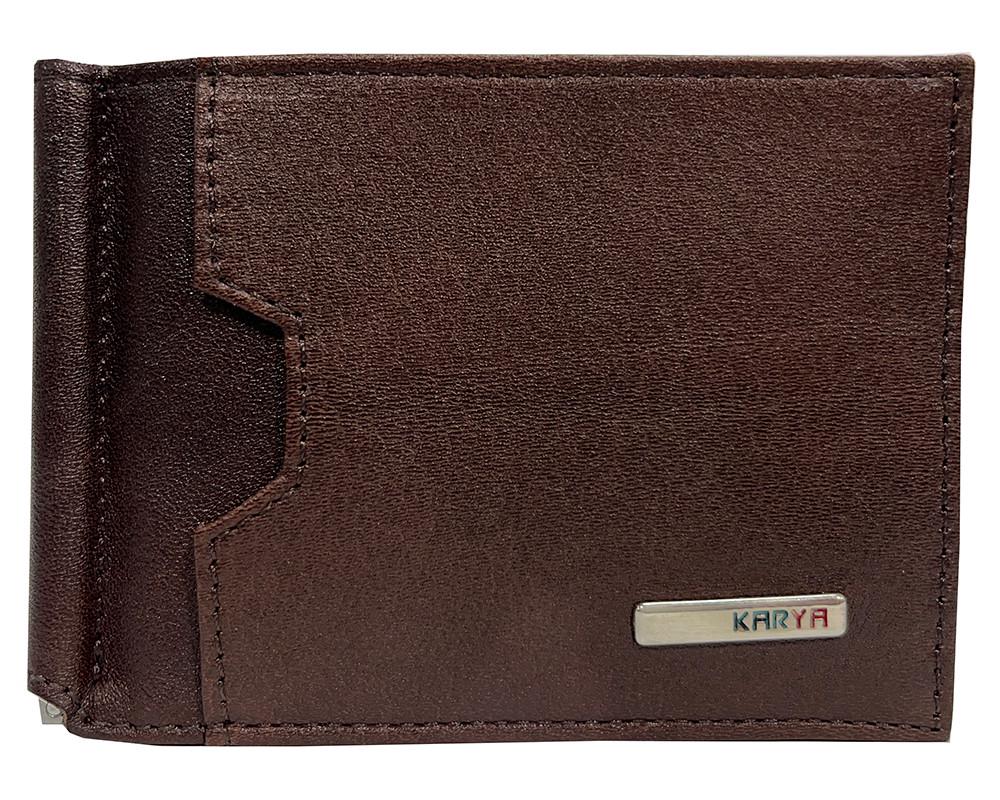Затискач для купюр чоловічий Karya 0902-553 із натуральної шкіри Коричневий (2588379106)
