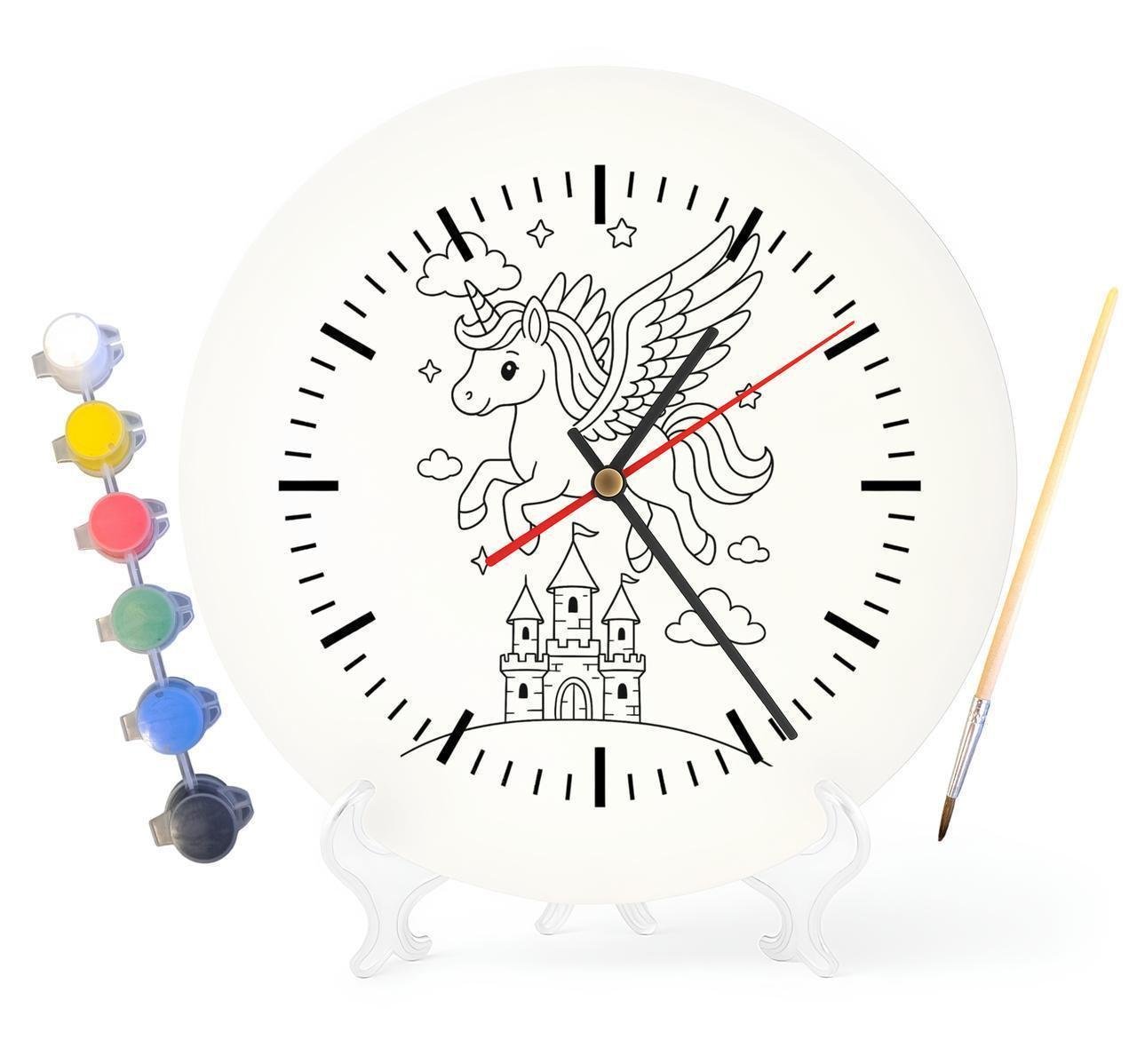 Детский набор для творчества часы раскраска Единорог и Замок 30 см (Г0091)