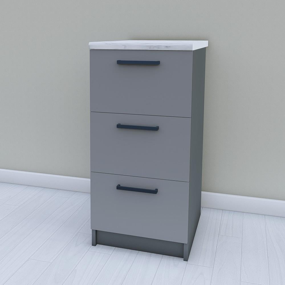 Тумба для кухни Opendoors МП25 нижняя на 3 ящика без столешницы 400 мм Антрацитовый/Графитовый (МП25/7)