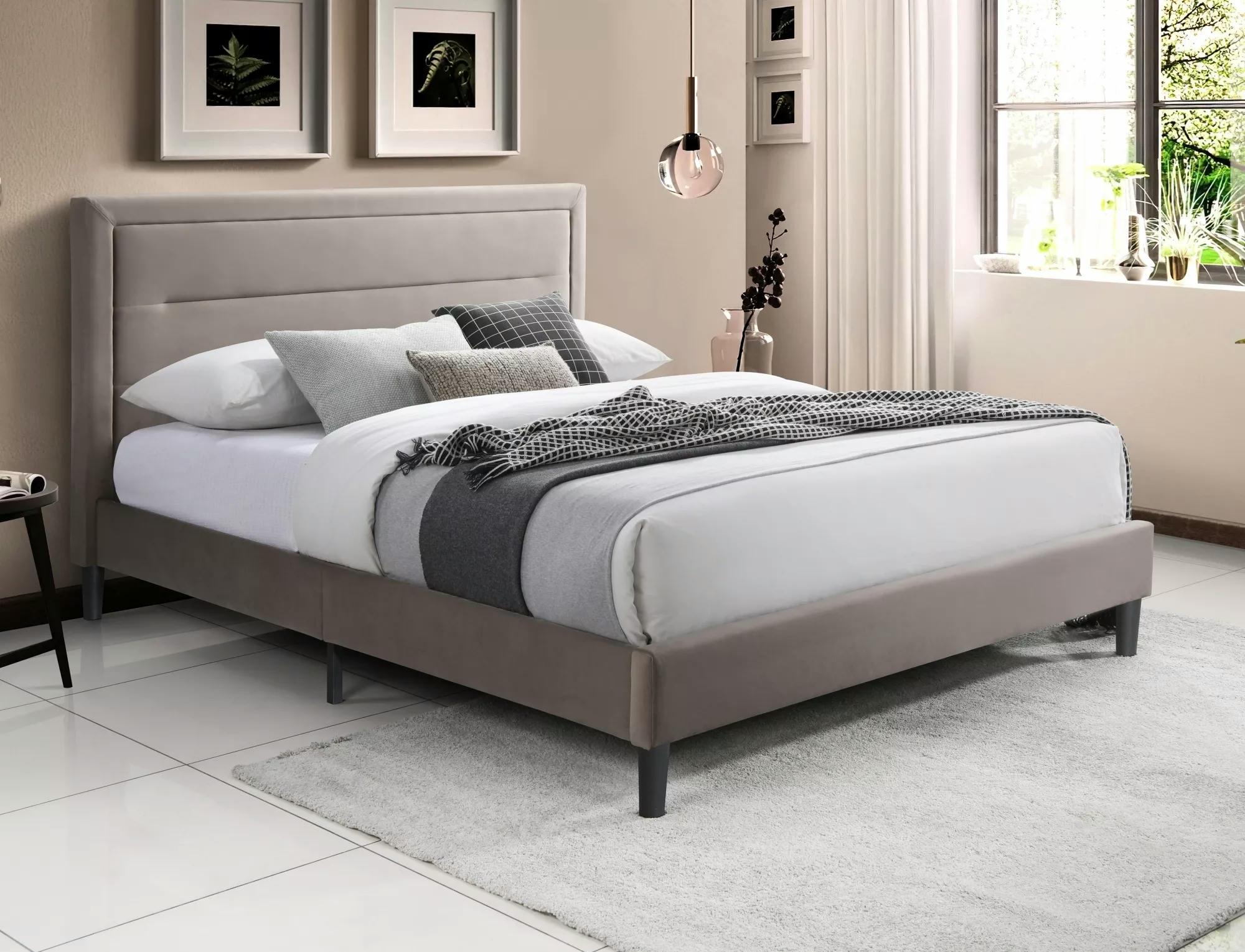 Кровать полуторная Signal MALAGA VELVET 140х200 см Темно-бежевый/Черный (BL.40 MALAGAV140CBEC)
