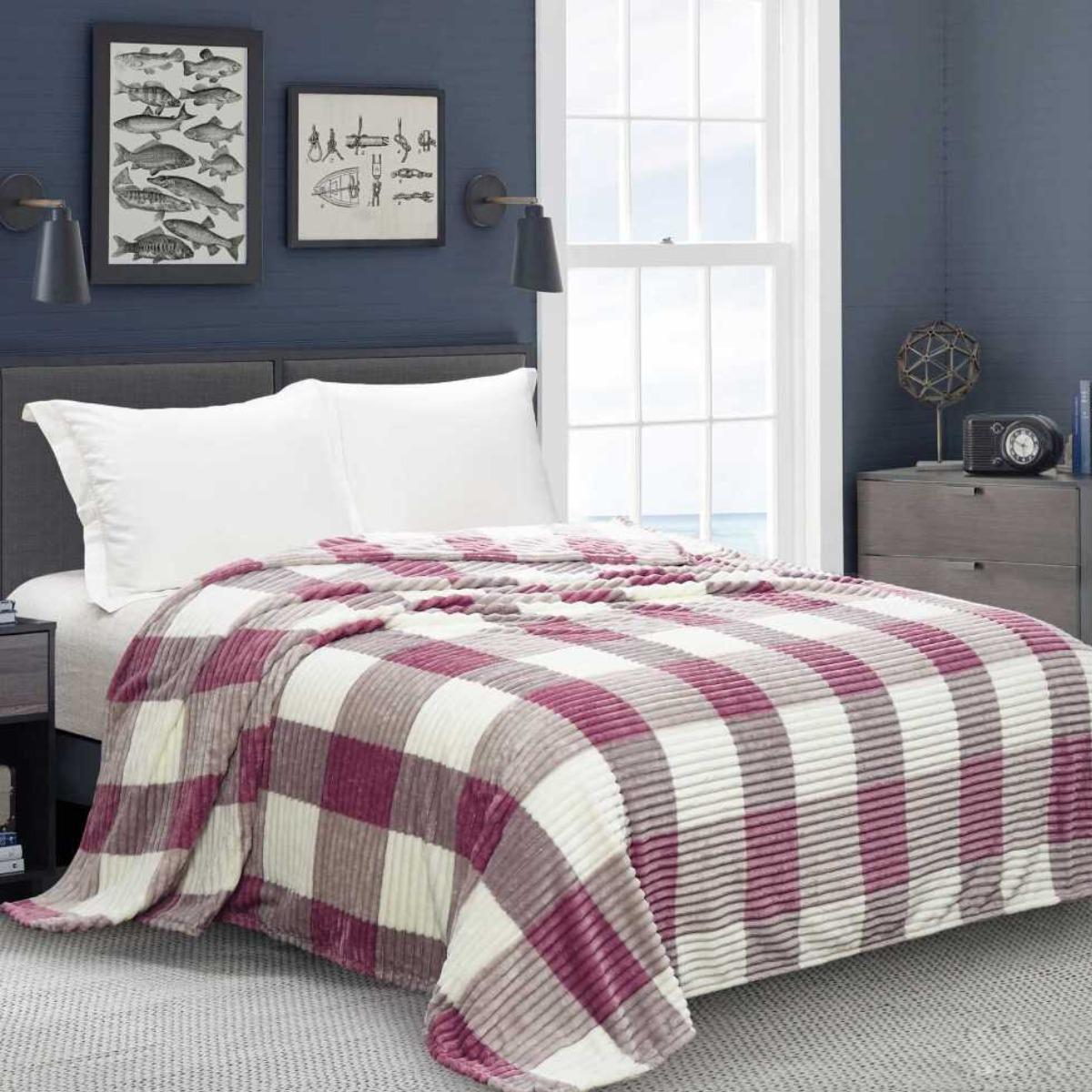 Плед Koloco Шарпей двухспальный 180х200 см Светло-коричневый/Малиновый (36908) Плед Koloco Шарпей двухспальный 180х200 см Светло-коричневый/Малиновый (36908)