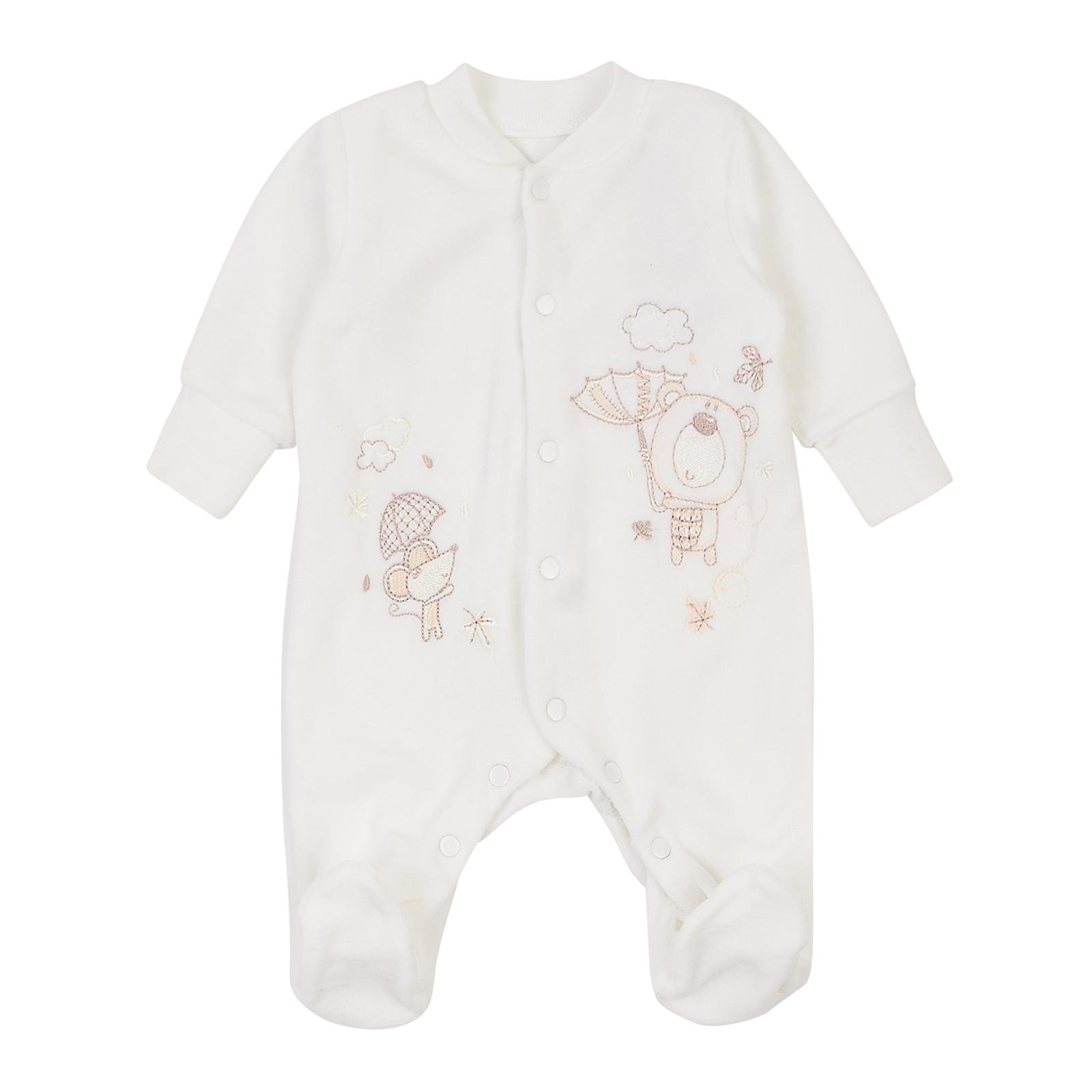 Комбинезон детский ЛяЛя велюр р. 68 Молочный (8ВЛ016)