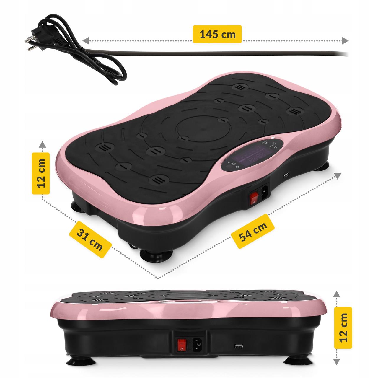 Віброплатформа для тренувань 4FIZJO Ultra+ з пультом та еспандерами Black/Pink (P-5905973402880) - фото 4