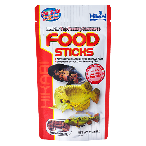 Корм сухой Hikari Tropical Food Sticks для аквариумных хищных рыб 20+ см палочки 11-13 мм 57 г плавающий (21711)