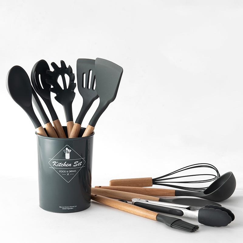 Набор кухонных принадлежностей Kitchen Set с подставкой 12 предметов Черный (10609960)