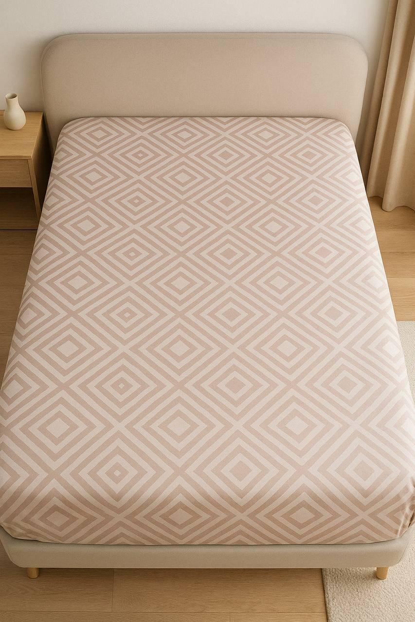 Простынь Squares на резинке без голд 160х200 см Beige (G-15-04bb/x160)