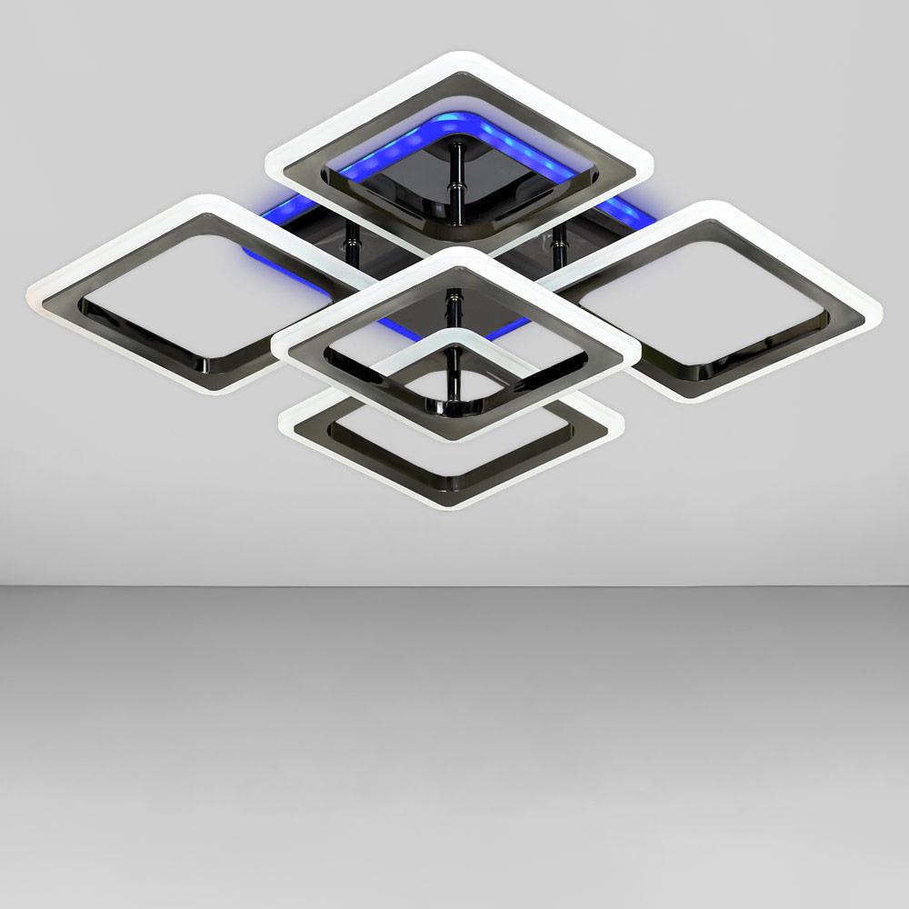 Люстра потолочная светодиодная Light House SC-18691/4/1S BP/RGB 100W/7W 2,4G 419х419х120 мм Черный/Хром Люстра потолочная светодиодная Light House SC-18691/4/1S BP/RGB 100W/7W 2,4G 419х419х120 мм Черный/Хром