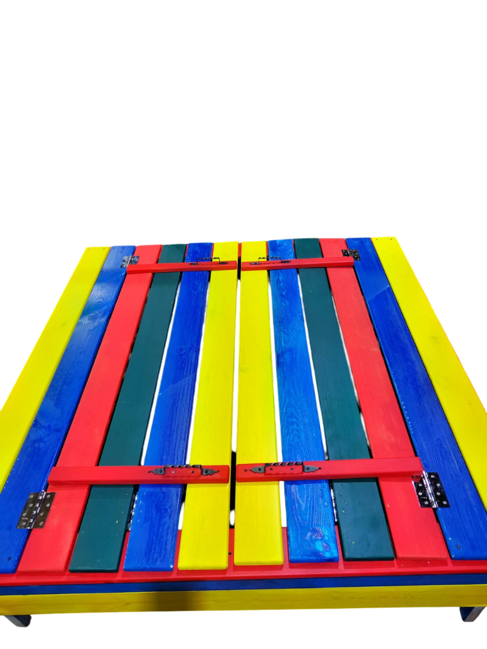 Дитяча дерев'яна пісочниця з кришкою Різнокольоровий (66666) - фото 2