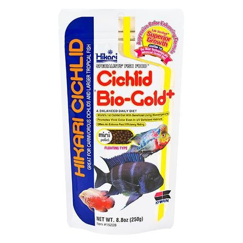 Корм Hikari Cichlid Bio-Gold+ для дорослих хижих цихлід 15-30 см гранули M 5,0-5,0 мм 250 г (15328)