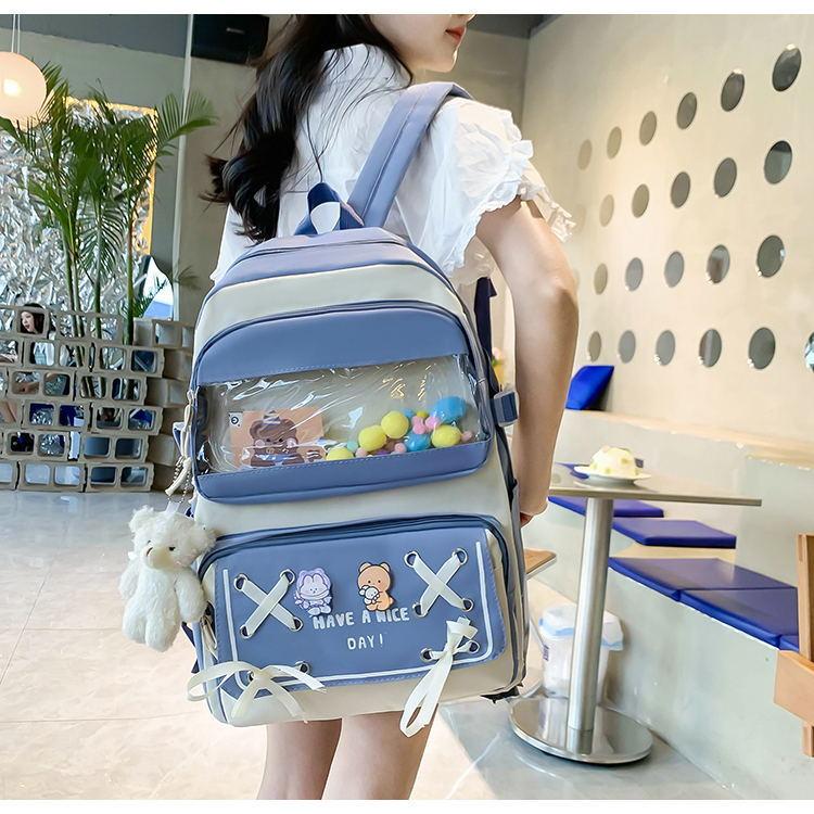 Школьный рюкзак для девочки 5в1 Trendy сумка-шопер/пенал/бананка 5-11 класса Голубой (1479165811) - фото 3