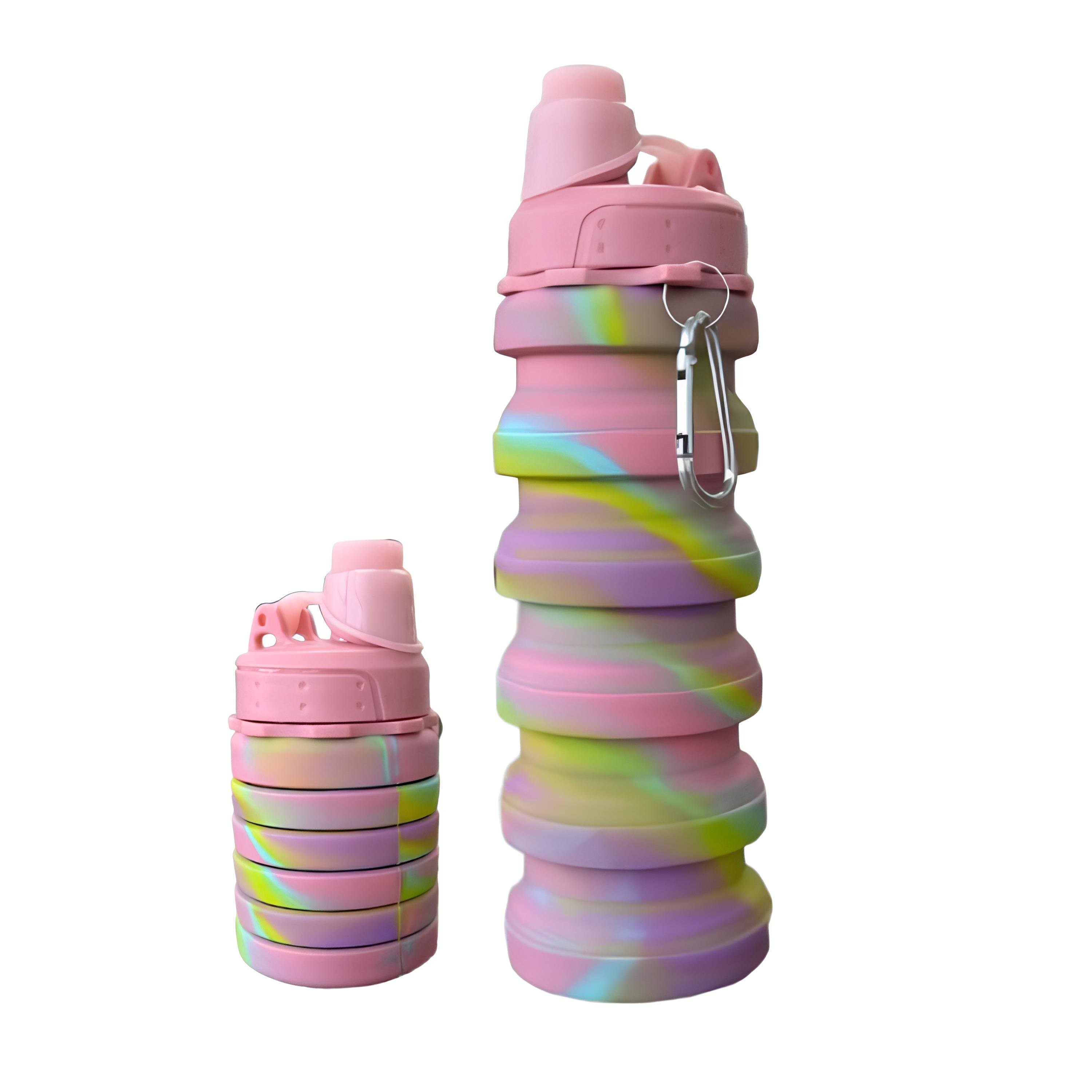 Бутылка силиконовая складная с карабином без BPA (2548)