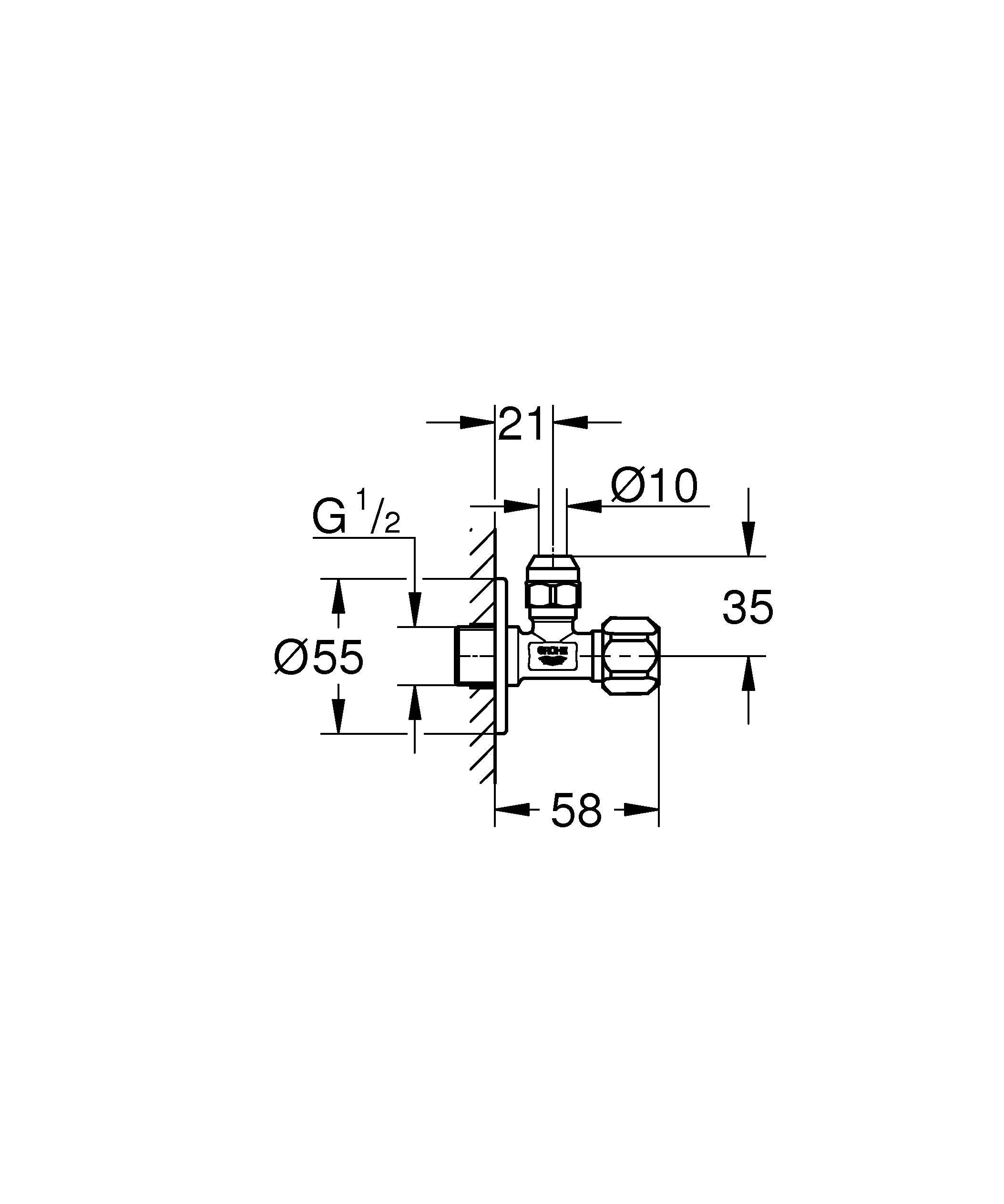 Кран шаровой Grohe 22018000 ЗЗ ручка 1/2"x3/8" (113775) - фото 2