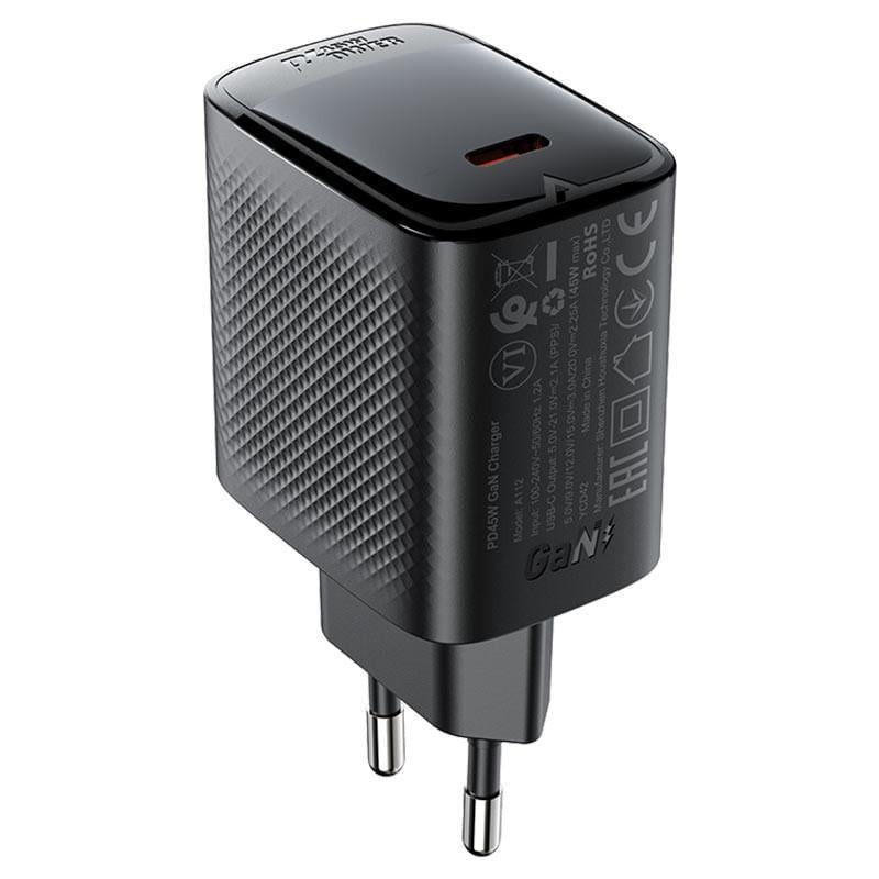 Зарядний пристрій мережевий Acefast A112 GaN PD45W 1USB-C Black (00000078397_1)