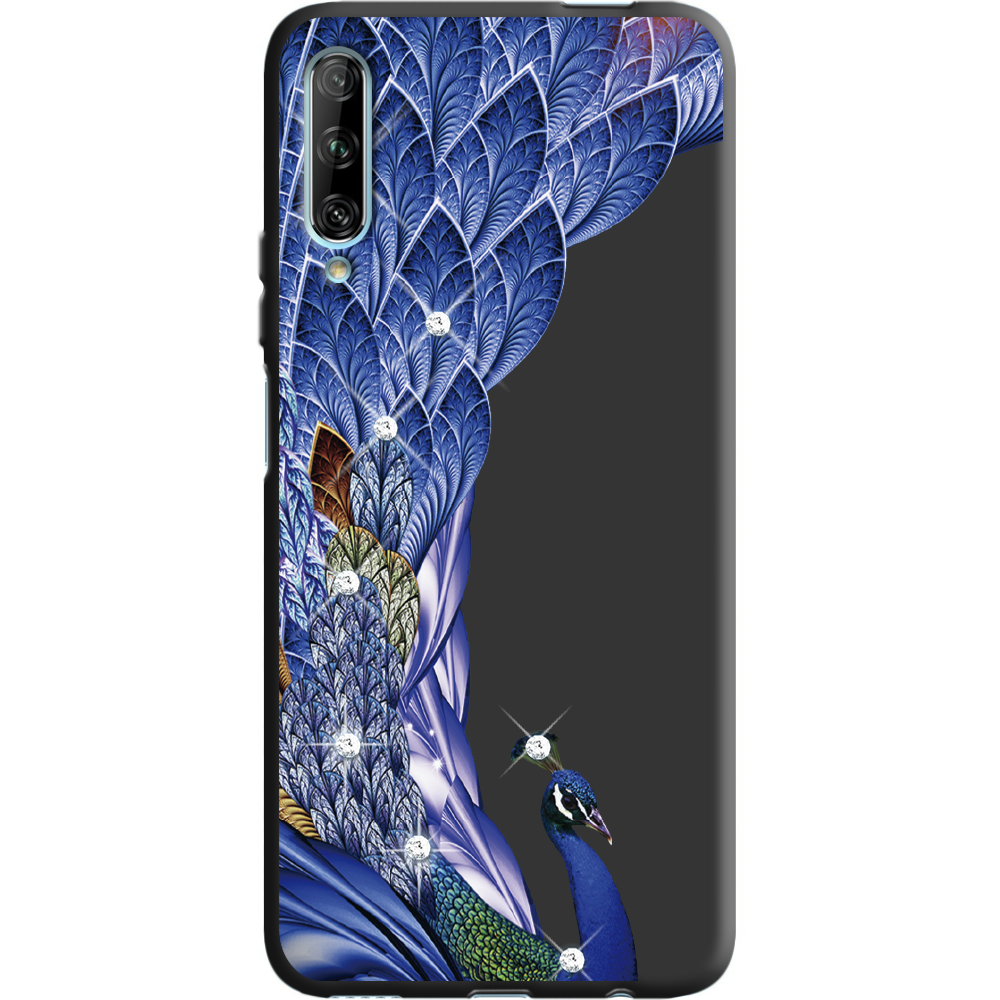 Чехол Boxface Huawei P Smart Pro Павлин со стразами Черный силикон (38612-rs7-38955)