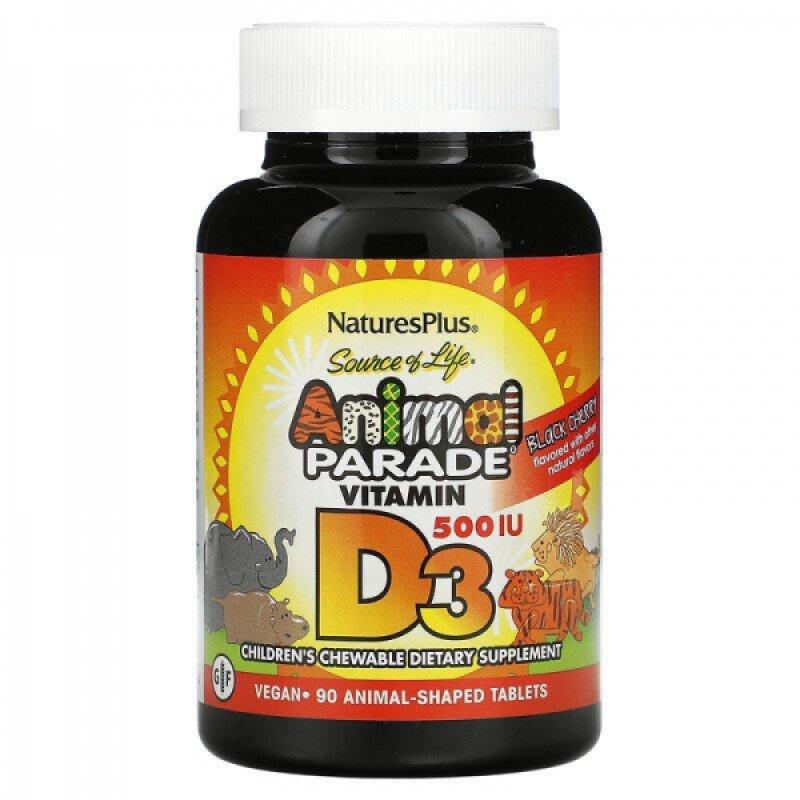 Витамины Nature'sPlus Vitamin D 3 Animal Parade 500 МЕ 90 жевательных конфет (NAP-29950) - фото 1