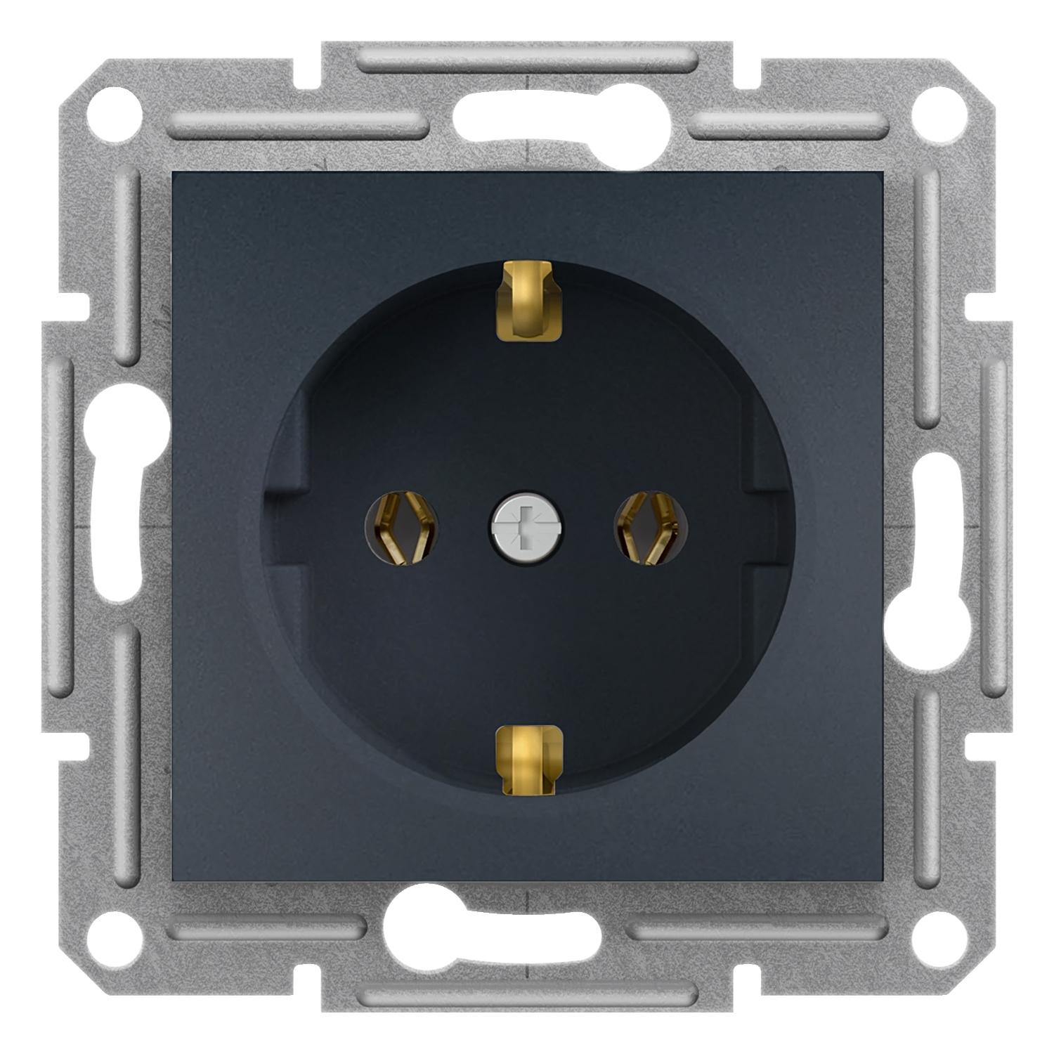 Розетка Schneider Electric Asfora с заземлением Антрацитовый (EPH2900171)
