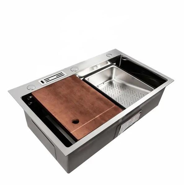 Мойка кухонная MIXXUS Premium MH7545-SET-05 MICRO decor NANO-SILVER 3,0/0,8 комплект (2726889323)