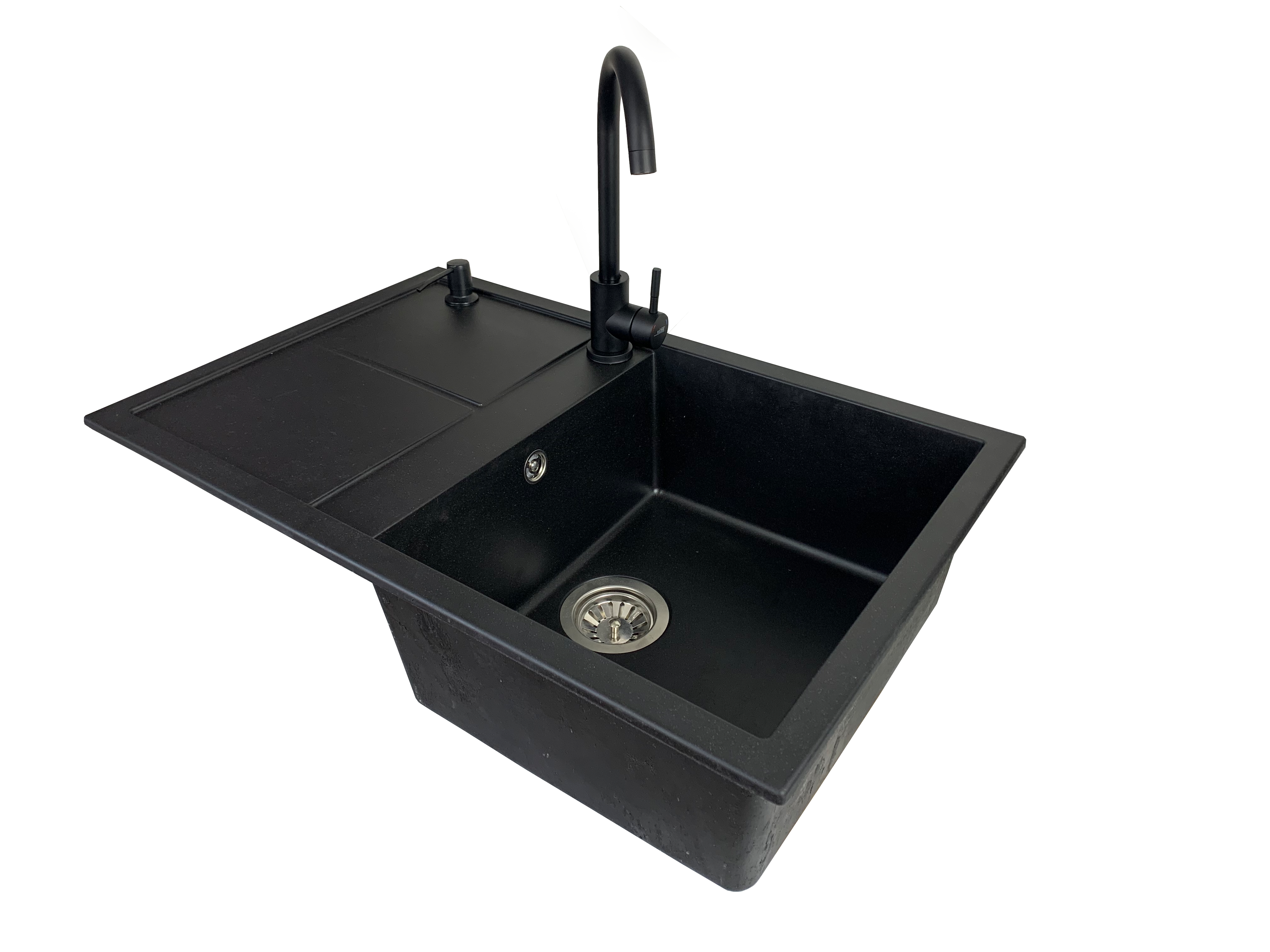 Мойка кухонная VECTOR Alia plus 78x50 см чаша слева/смеситель/дозатор Черный (b7844953)