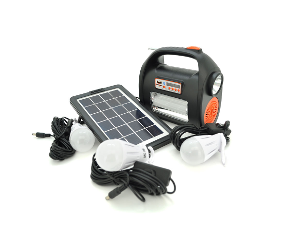 Переносной фонарь RT909BT Solar 2 режима радио/Bluetooth колонка/3 лампочки 3W Black/Orange (DR011684)